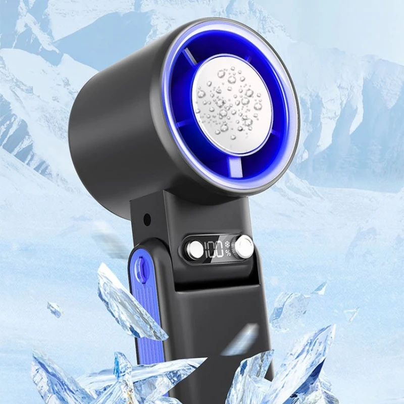 Handheld electric fan high speed air cooling adopts semiconductor ice pressure 100 speed turbine USB charging portable design – AliExpress