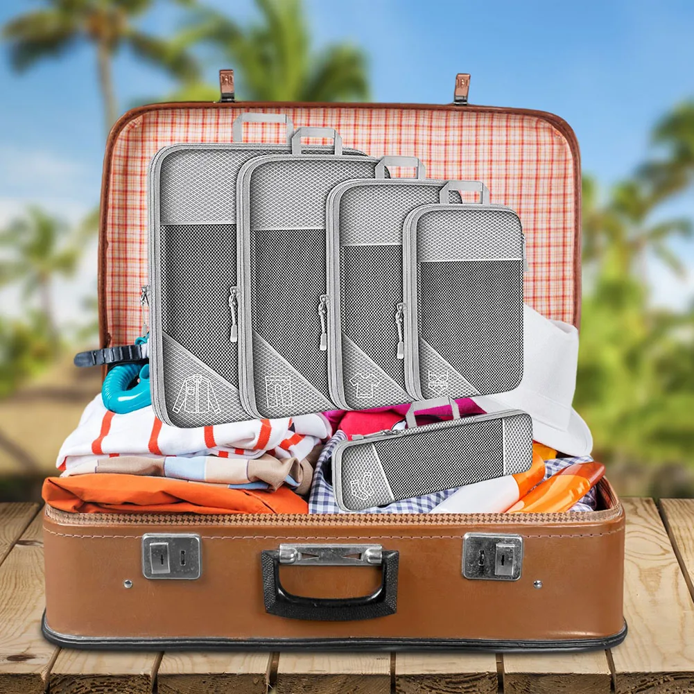 5 Set Compression Packing Cubes for Travel, Lightweight Vacation Travel Essentials,Durable, for Carry-on Luggage - AliExpress - Image 4