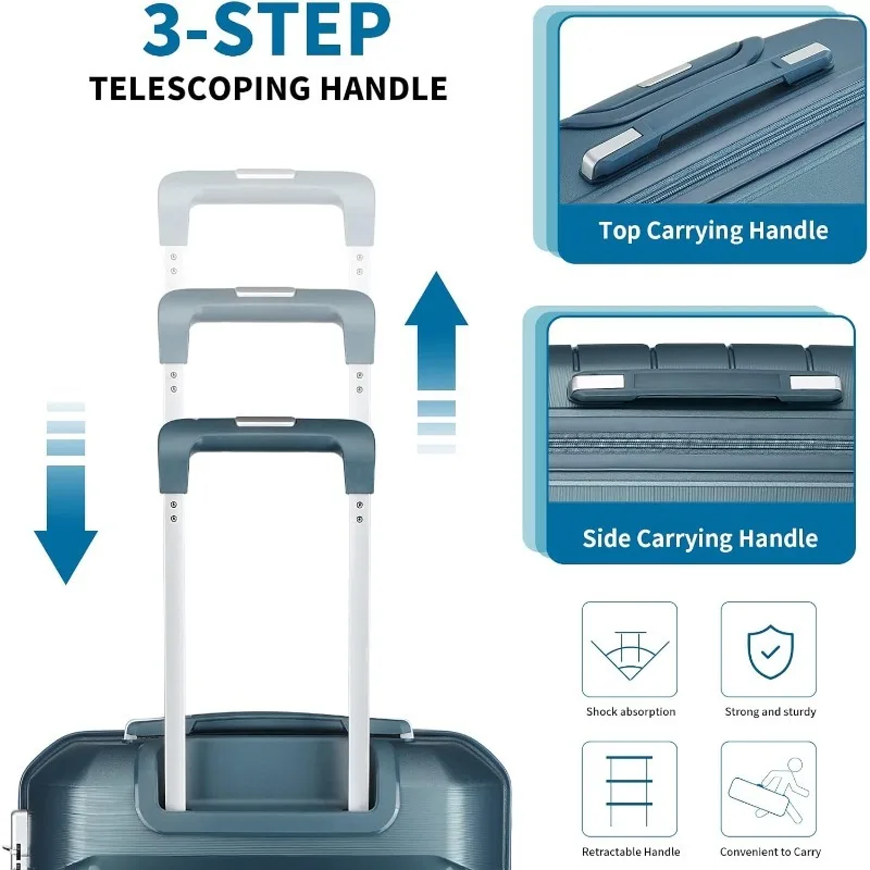 20" Carry On Luggage and 14" Mini Cosmetic Cases Travel Set Lightweight Polypropylene Suitcase with TSA Lock YKK Zipper Hardside - AliExpress - Image 2