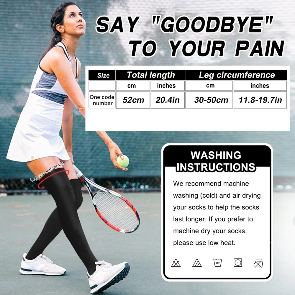 1Pair Sport Thigh High Compression Socks, Compression Stockings Treatment for Running, Edema, Varicose Veins, Pregnancy, Nursing - AliExpress - Image 6