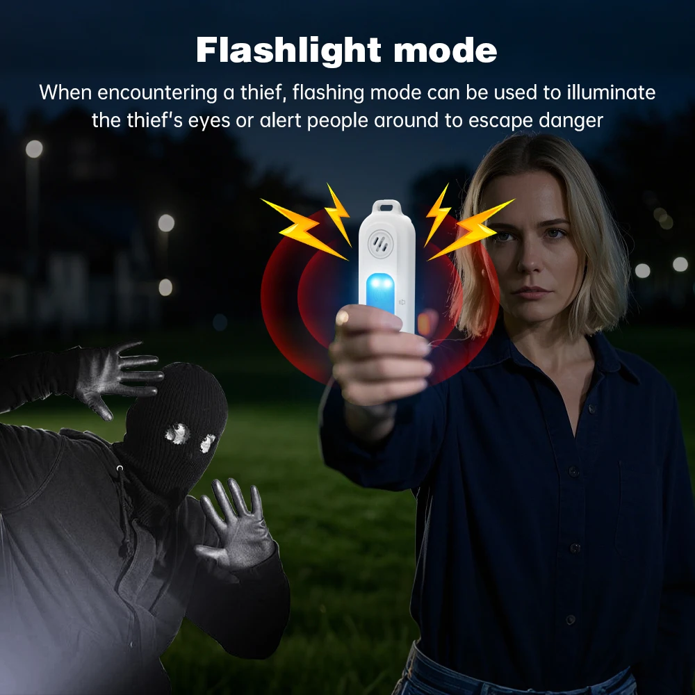 Personal Safety Alarm Keychain 130dB for Women USB Rechargeable Protection Emergency LED Light Alarm for Night Running Outdoor - AliExpress - Image 5