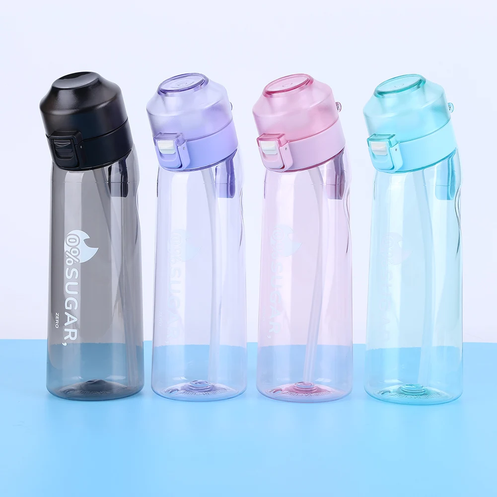 650ML Flavored Water Bottle with Straw Portable Gym Fitness Bottle Drink More Water Reusable Cup for Camping Hiking Fishing - AliExpress - Image 2