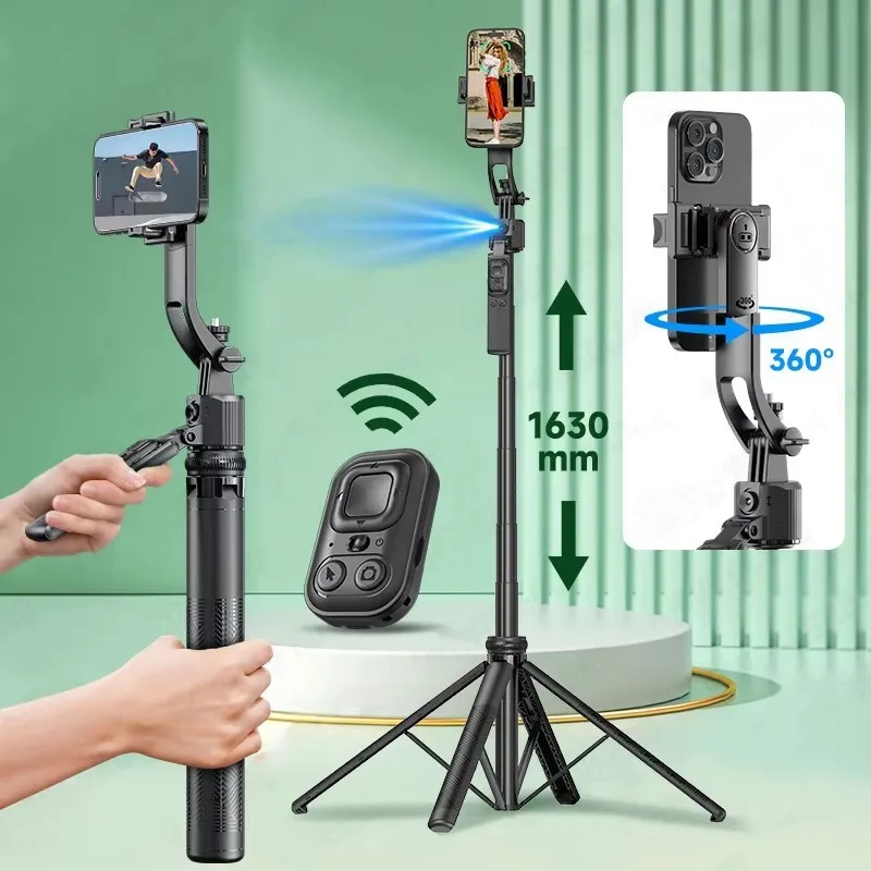 FGCLSY 5 in 1 Selfie Tripod Gimbal Stabilizer for Cell Phone 360°Auto-Rotation AI Tracking Shooting Quadrapod And Remote Control – AliExpress