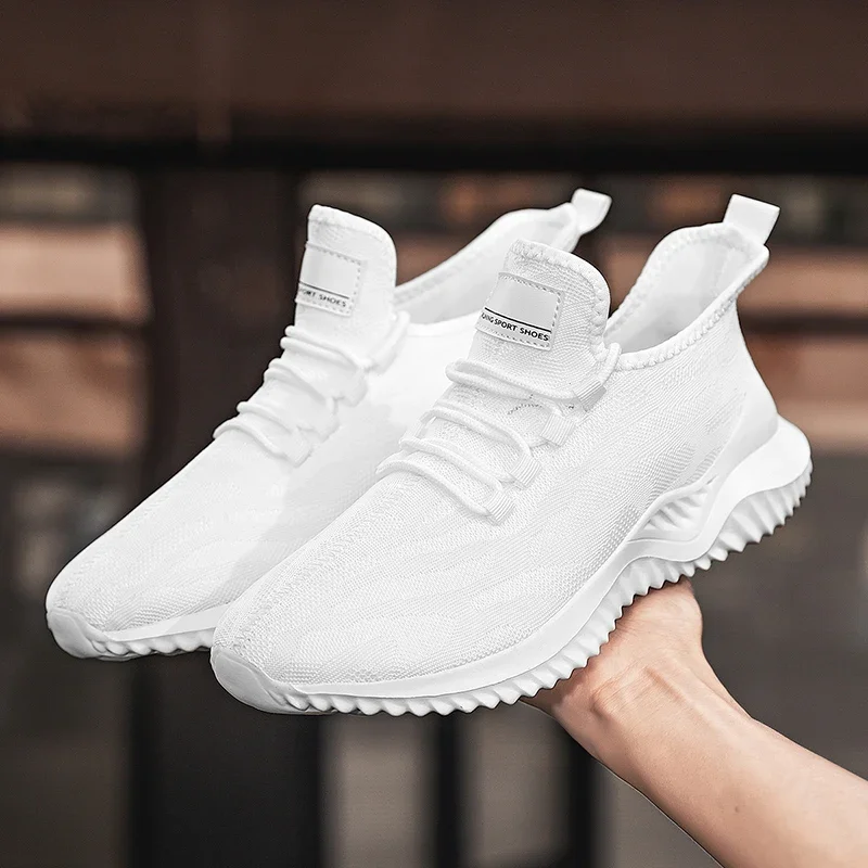 YRZL Mens White Sneakers Shoes Breathable Mesh Sneakers Summer Trendy Lace-Up Lightweight Black Big Size Walking Tenis Shoe - AliExpress - Image 6