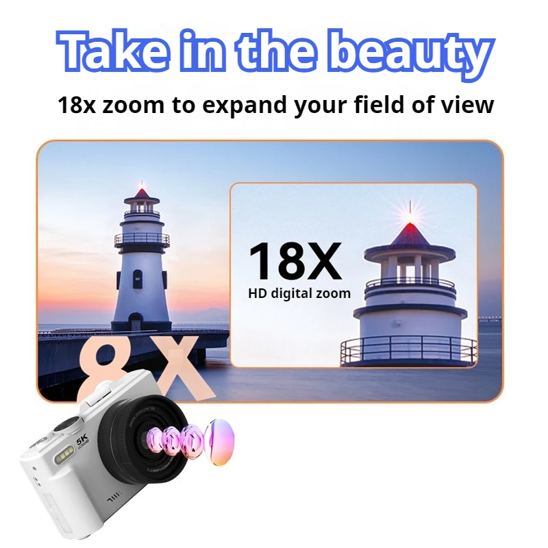 WD08 Optical 18X zoom digital mirrorless camera with 75 megapixel 5K high-definition intelligent beauty camera - AliExpress - Image 3