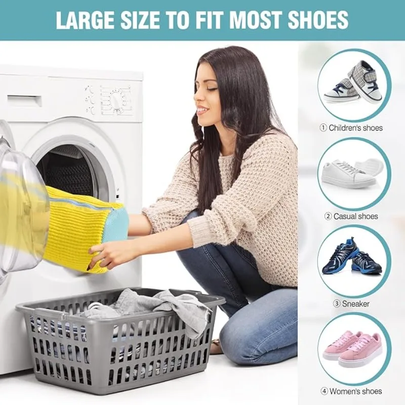 Shoe Washing Machine Bag Invisible Zipper Side Opening Shoe Laundry Bags Sneakers Reusable Shoes Cleaning Bags for All Sizes - AliExpress - Image 2