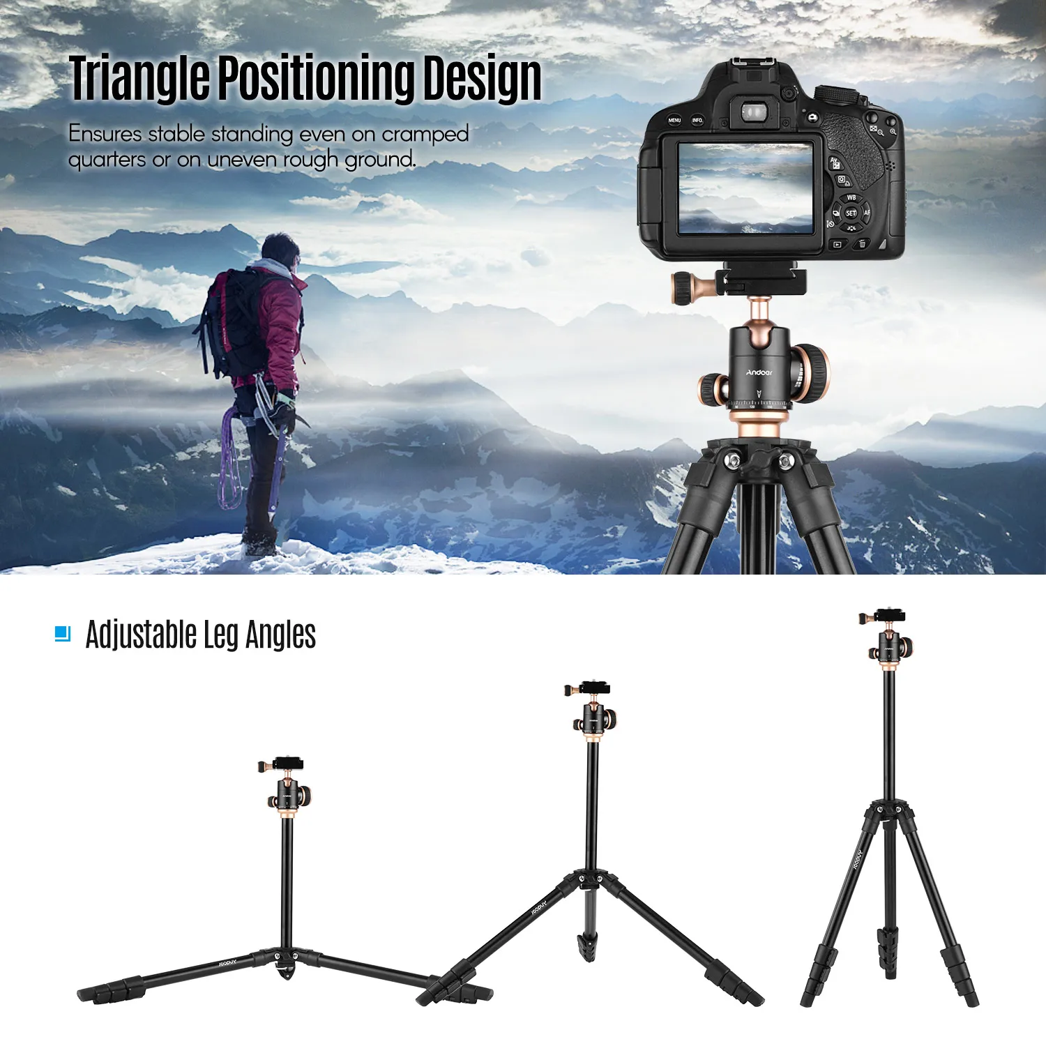 New Camera Tripod Complete Tripods with Panoramic Ballhead Bubble Level Adjustable Height Portable Travel Tripod for DSLR - AliExpress - Image 4