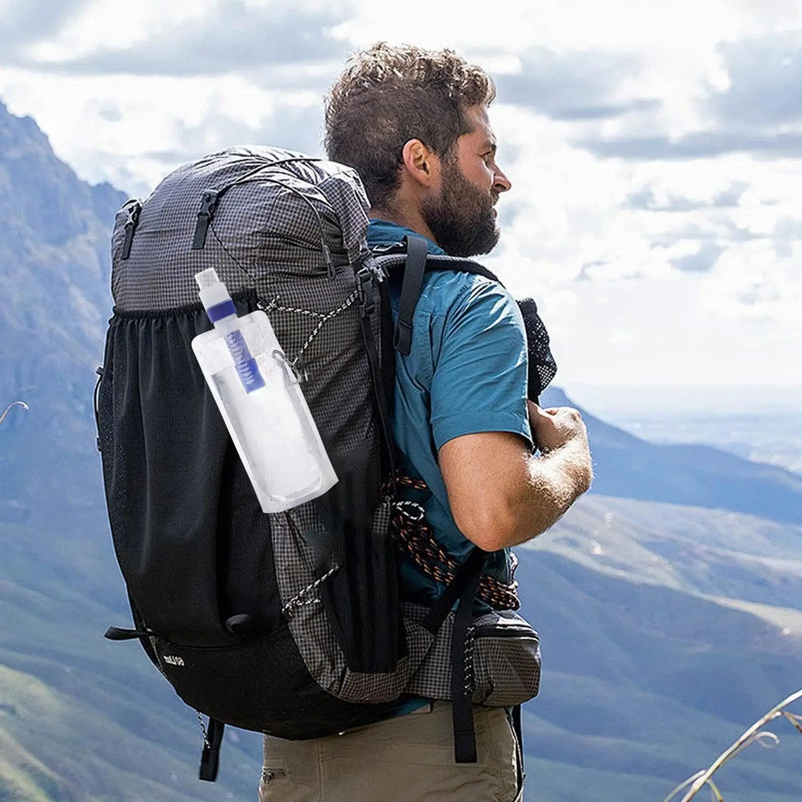 1000ml Foldable Filtered Water Bottle Filter Straw Reusable Squeeze Water Bag With Filter Leak Proof for Outdoor Backpacking - AliExpress 18 - Image 2