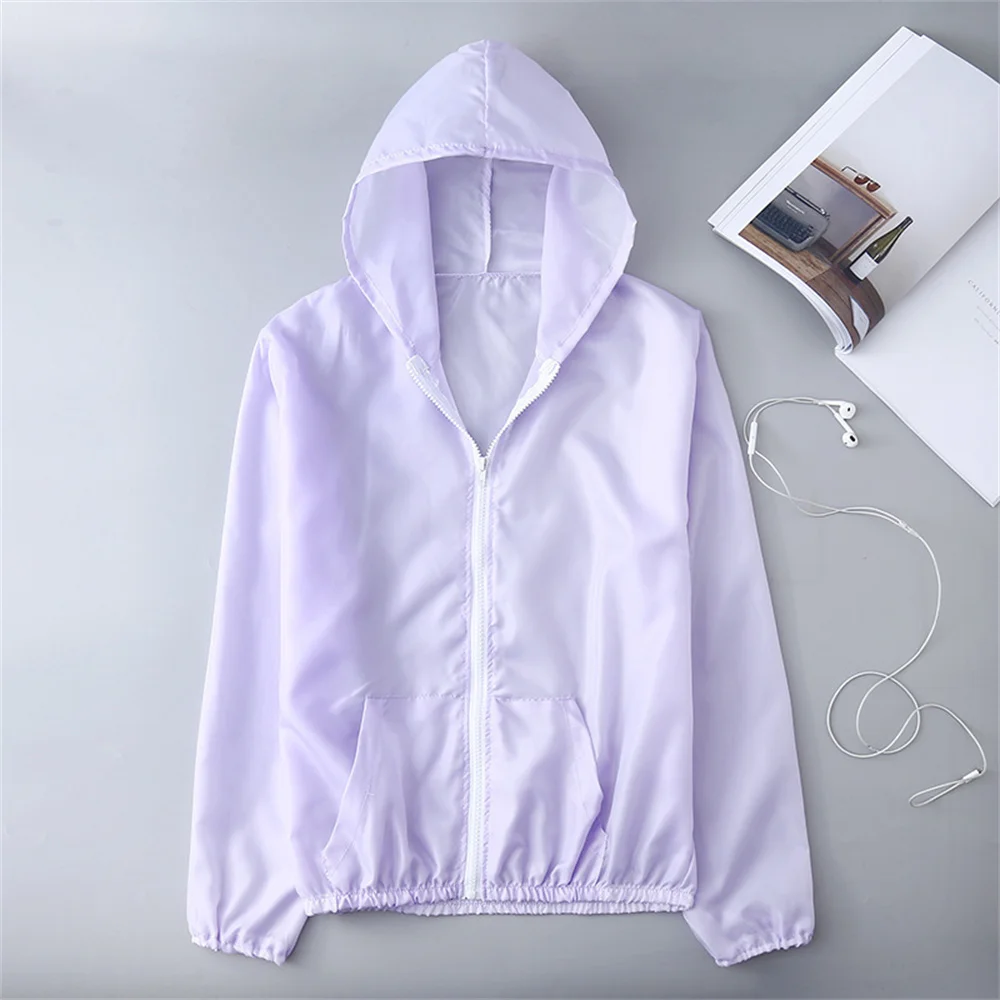Summer Ice Silk Sunscreen Clothing Women's Solid Color Ultra-thin Breathable Quick-drying Outdoor Men's Waterproof Hooded Jacket - AliExpress - Image 5