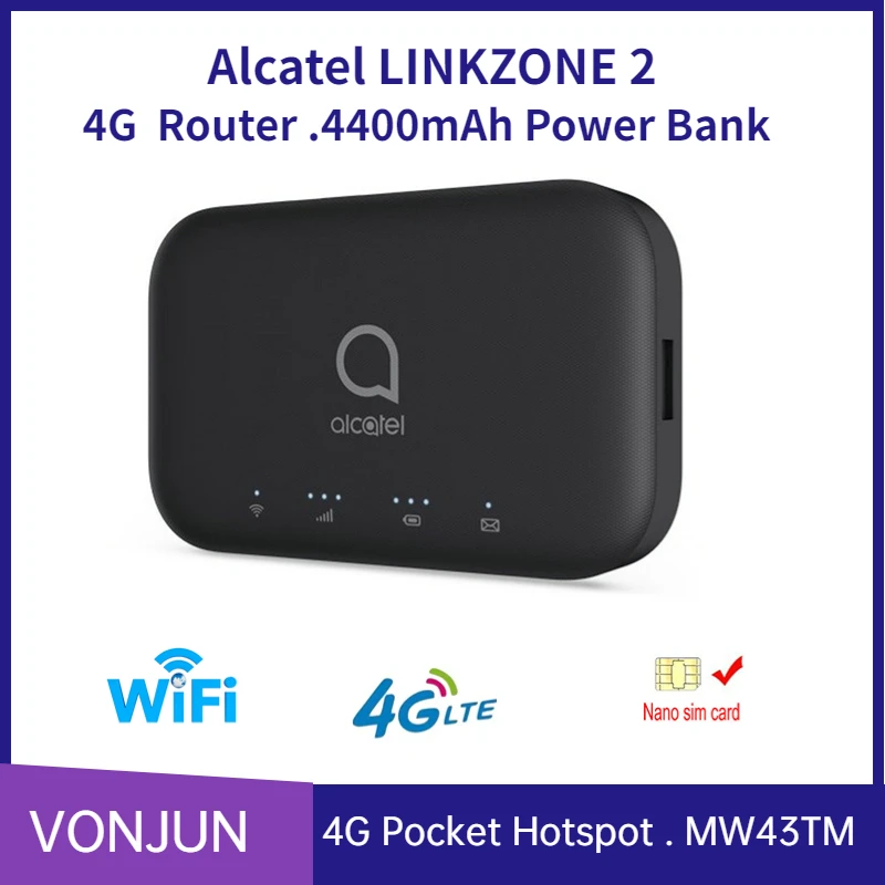 Portable Router Alcatel LINKZONE 2 MW43TM 4G LTE Hotspot Up to 16 Devices With 4400mAh Battery For Alcatel American Version – AliExpress