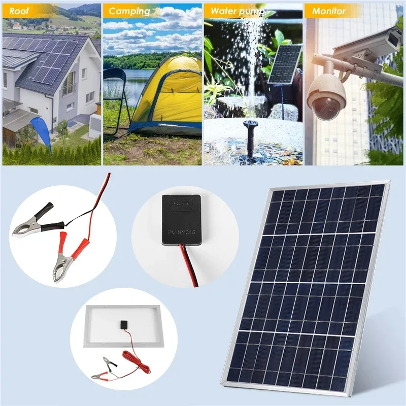 300W/600W Solar Panel Kit Complete 12V Polycrystalline USB Power Portable Outdoor Rechargeable Solar Cell Solar Generator - AliExpress 44 - Image 2