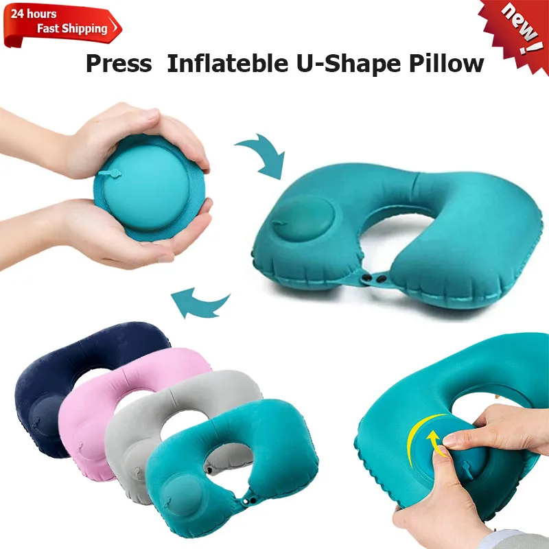 U-Shape Travel Pillow New Pres Inflateble Pillow Neck Portable Folding Outdoor Traveling Car Airplane Inflate Ring Neck Pillows – AliExpress
