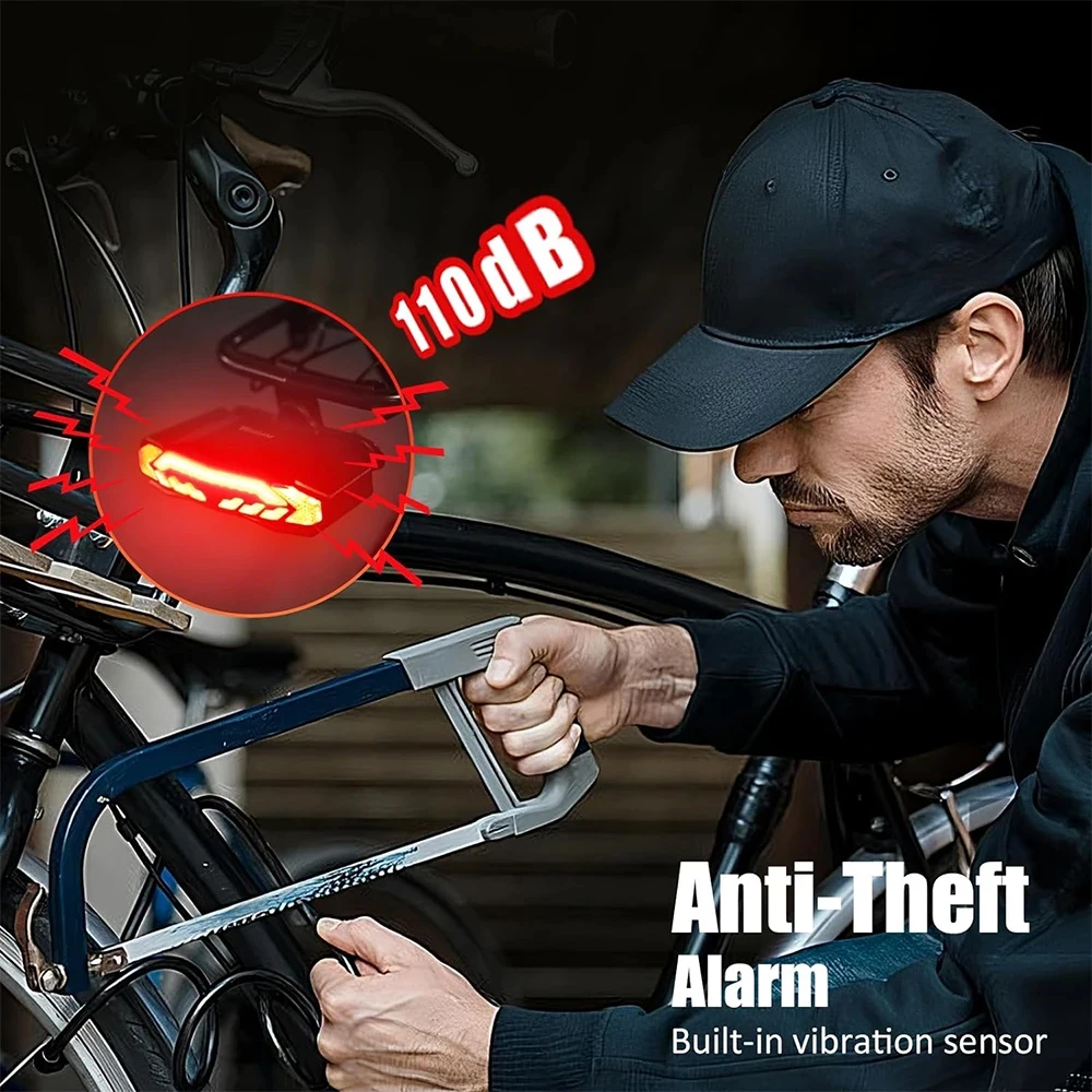 Hollarm Bike Taillight Alarm with Turn Signals Smart Brake Light Anti-theft Waterproof Bicycle Alarm Remote USB Rechargeable - AliExpress - Image 2