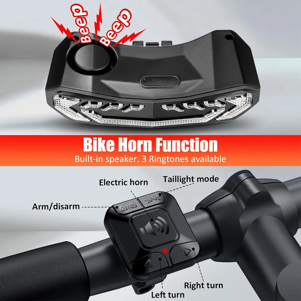 Hollarm Bike Taillight Alarm with Turn Signals Smart Brake Light Anti-theft Waterproof Bicycle Alarm Remote USB Rechargeable - AliExpress - Image 5