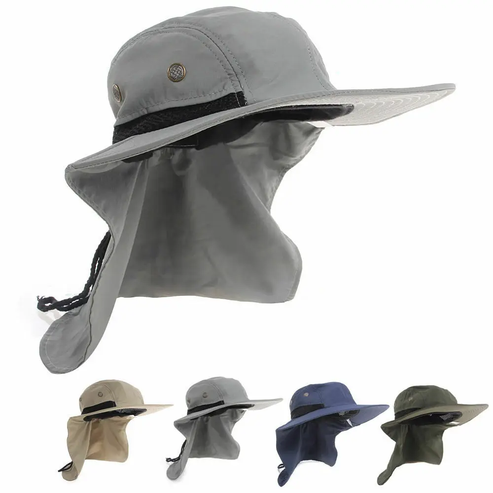 Outdoor Unisex Sun Protect Caps Bucket Hat Solid Casual Brim Sun Block Quick Drying Fishing Climbing Hat UV Protection Face Neck - AliExpress - Image 4
