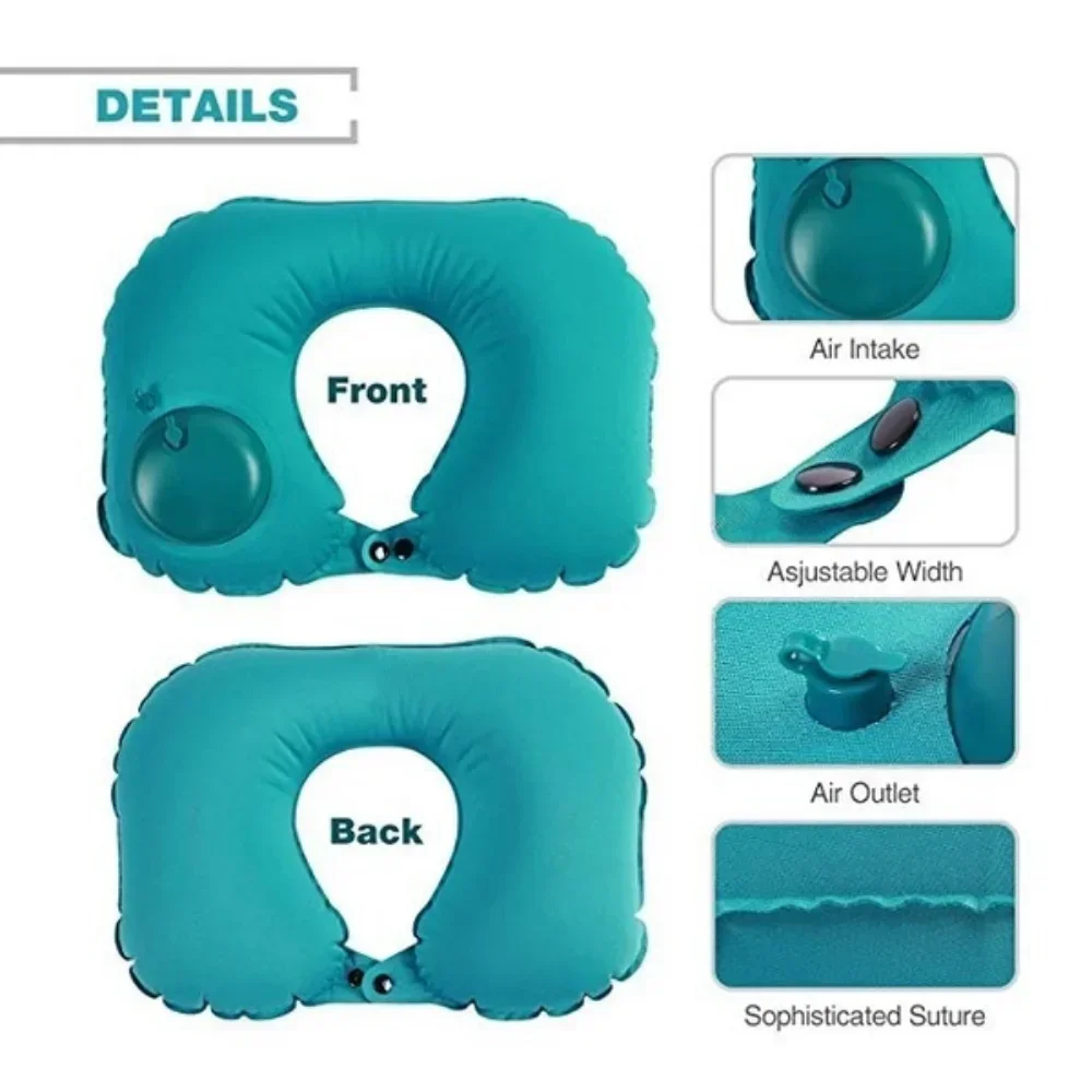 U-type Neck Cushion Inflatable Pillow with Air Pressure Ring for Outdoor Travel Neck Pillow for Use in Cars, Trains and Airplane - AliExpress - Image 5