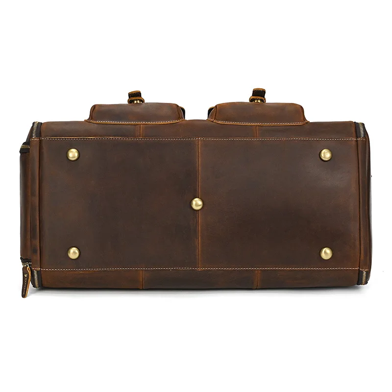 Top Quality Mens Leather Travel Bag Man Male Duffle Bag For Suits Foldable Weekend Bag Suit Bags Crazy Horse Leather Men Handbag - AliExpress - Image 5