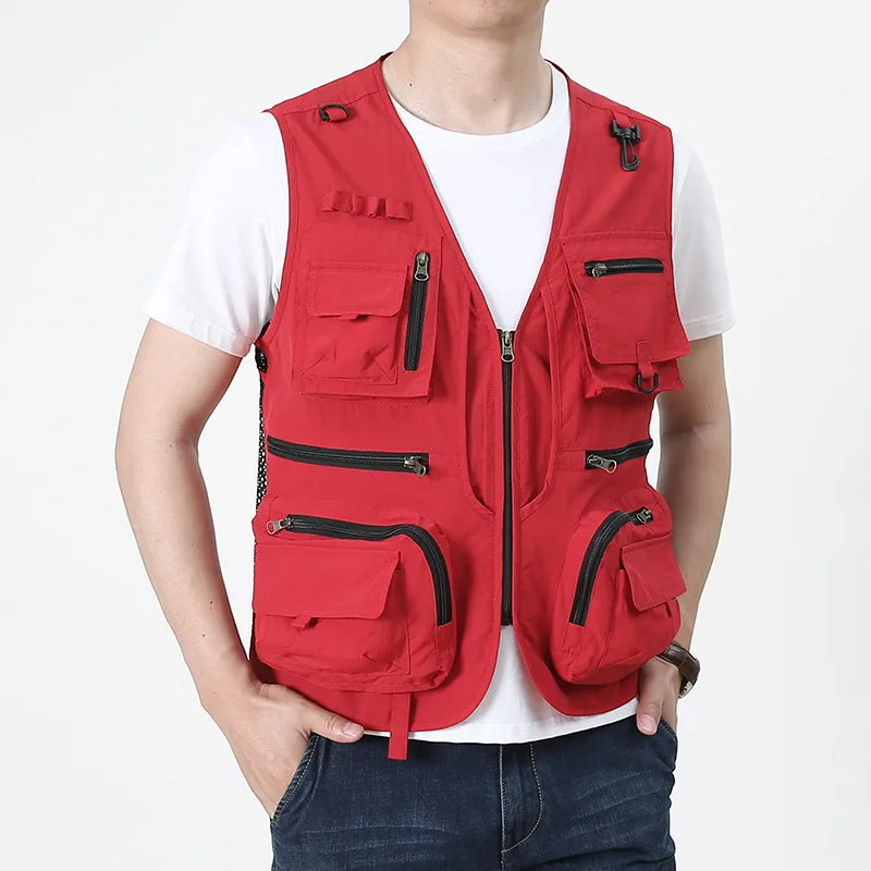 Summer Thin Men's Vest Coat Solid Color Mesh Breathable Multi-pocket Waistcoat Travel Camping Fishing Photography Work Vest Top - AliExpress - Image 3