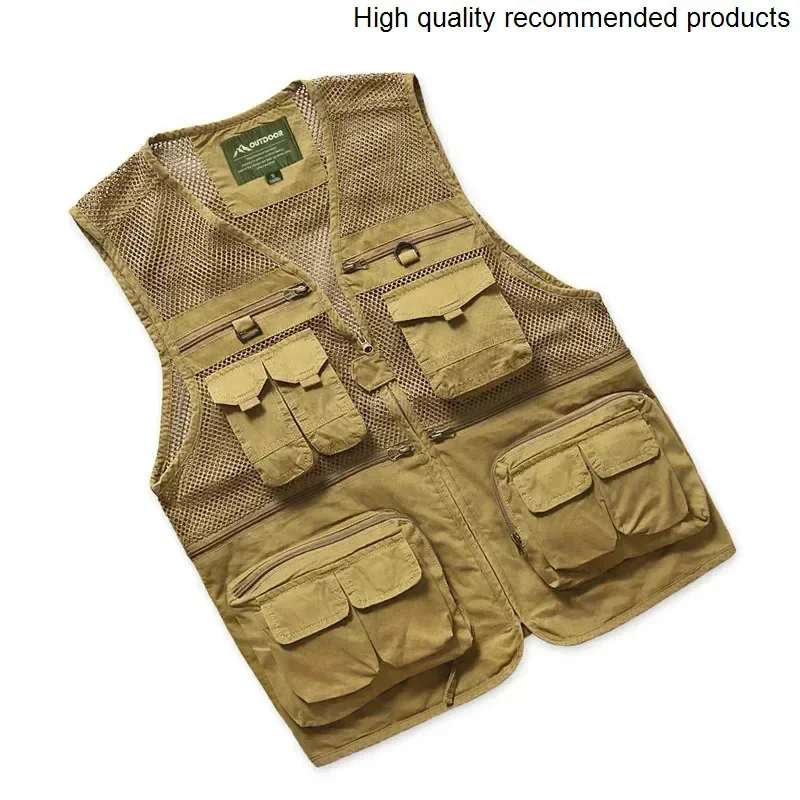 Mens Vests Sleeveless Jacket Brand Cotton Casual Multi Pocket Vest Plus Size S-6XL Travel Journalist Waistcoat Mesh Photography - AliExpress - Image 5