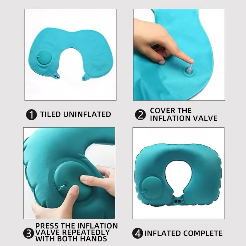 U-Shape Travel Pillow New Pres Inflateble Pillow Neck Portable Folding Outdoor Traveling Car Airplane Inflate Ring Neck Pillows - AliExpress - Image 4