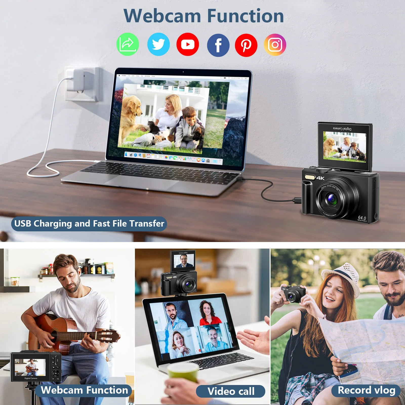 4K compact digital photography camera, 18x digital zoom, vintage vlog video recorder for YouTube, 180° flip screen, WiFi webcam - AliExpress - Image 3