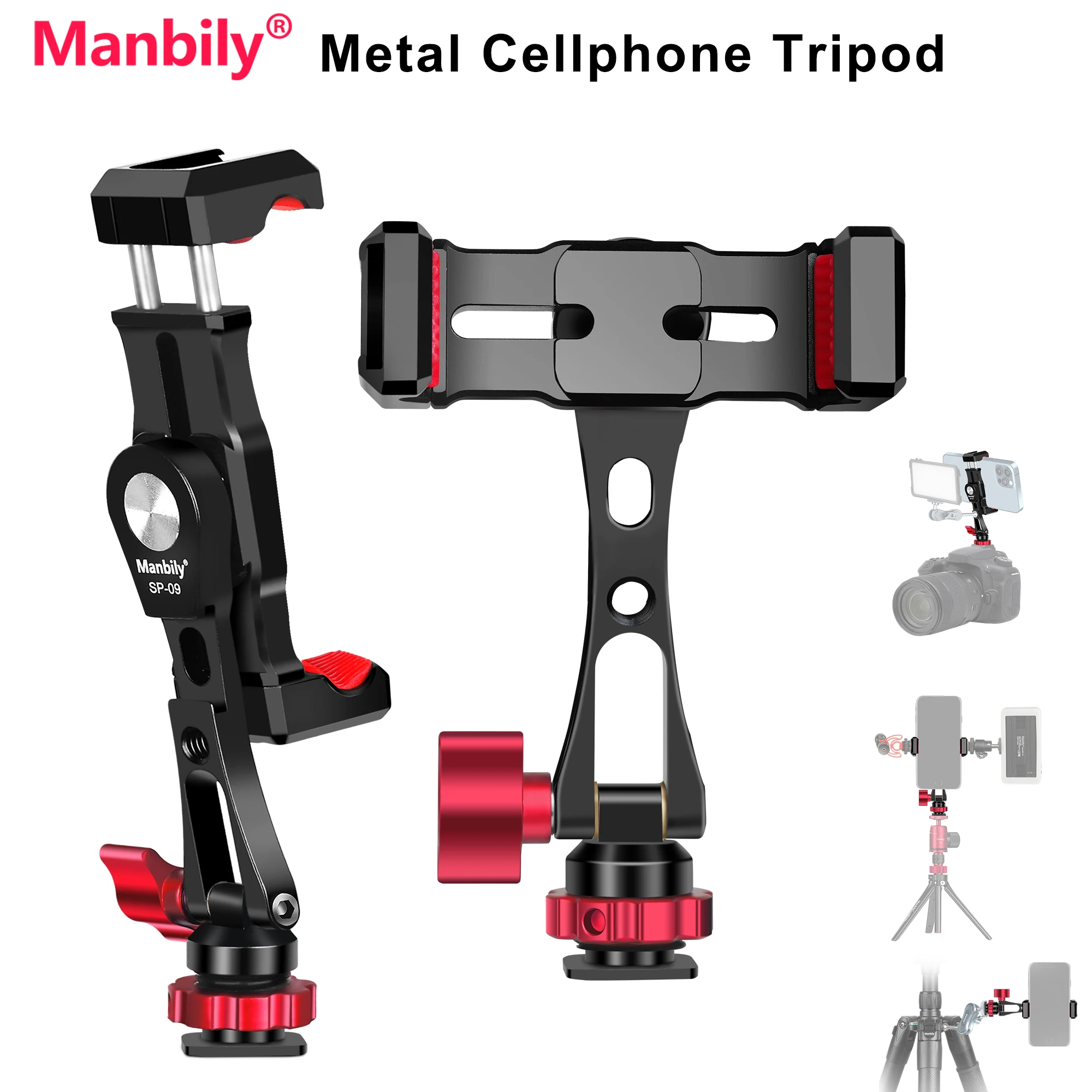 Manbily Metal Phone Holder Clamp with Hot Shoe 360° Rotatable Tripod Adapter Mount Stand for DSLR Camera Monitor iPhone15 Sony – AliExpress