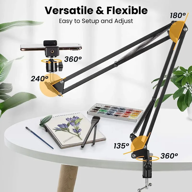 Flexible Arm Overhead Tripod for Phone Desktop Cellphone Bracket for Video Shooting Table Mobile Mount for Filming Recording - AliExpress - Image 2