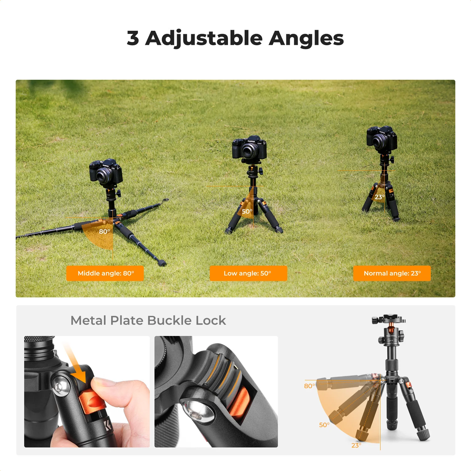 K&F Concept 52cm Desktop Mini Tripod for Camera Compact Tripod 360° Low Profile Ball Head 1/4'' Screw for Camera Video Camcorder - AliExpress - Image 5