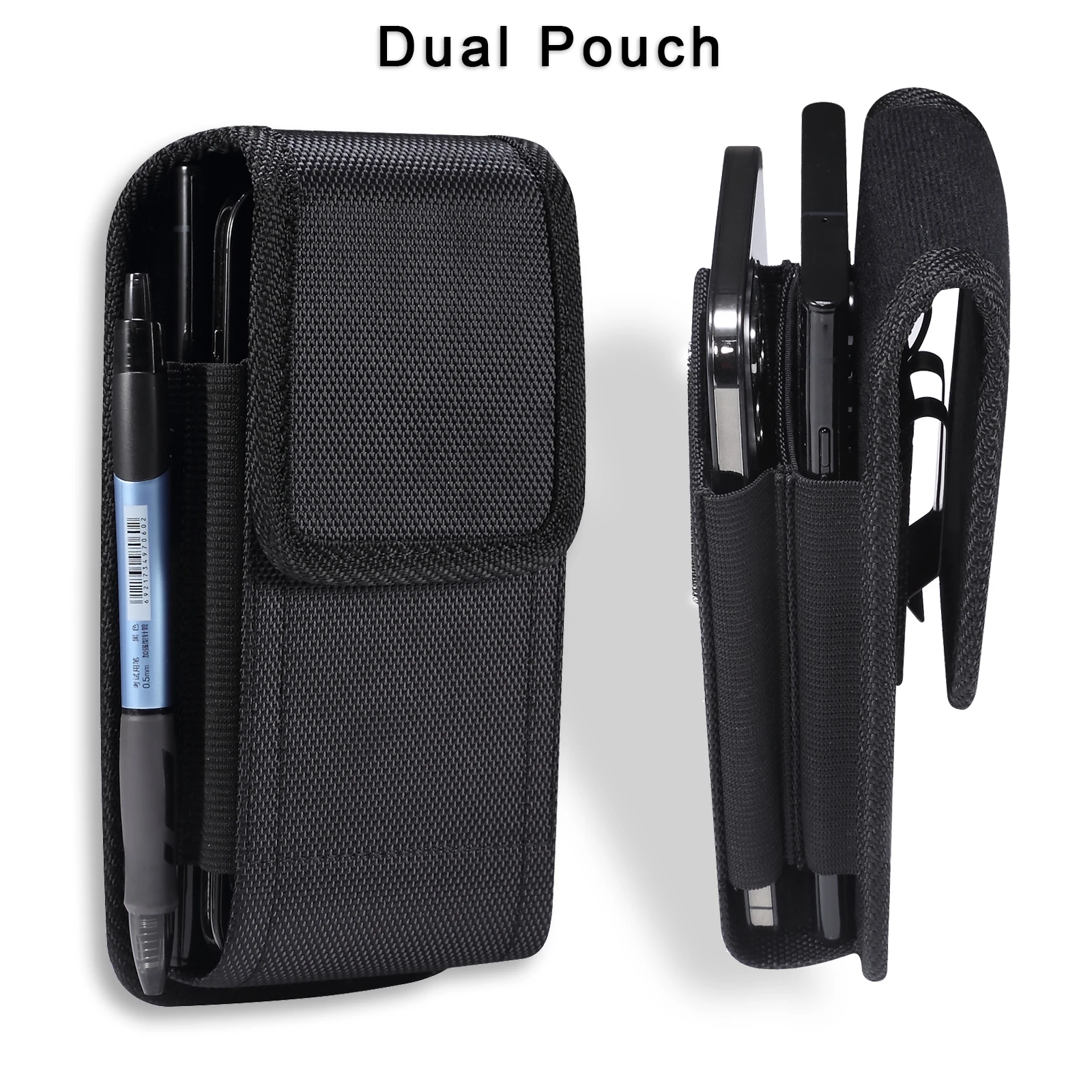 Nylon Dual Pouch 2 Phone Belt Clip Case Holder For iPhone 16 15 14 13 12 Pro Max Xiaomi Redmi Note 11 Man Tool Waist Bag Holster – AliExpress