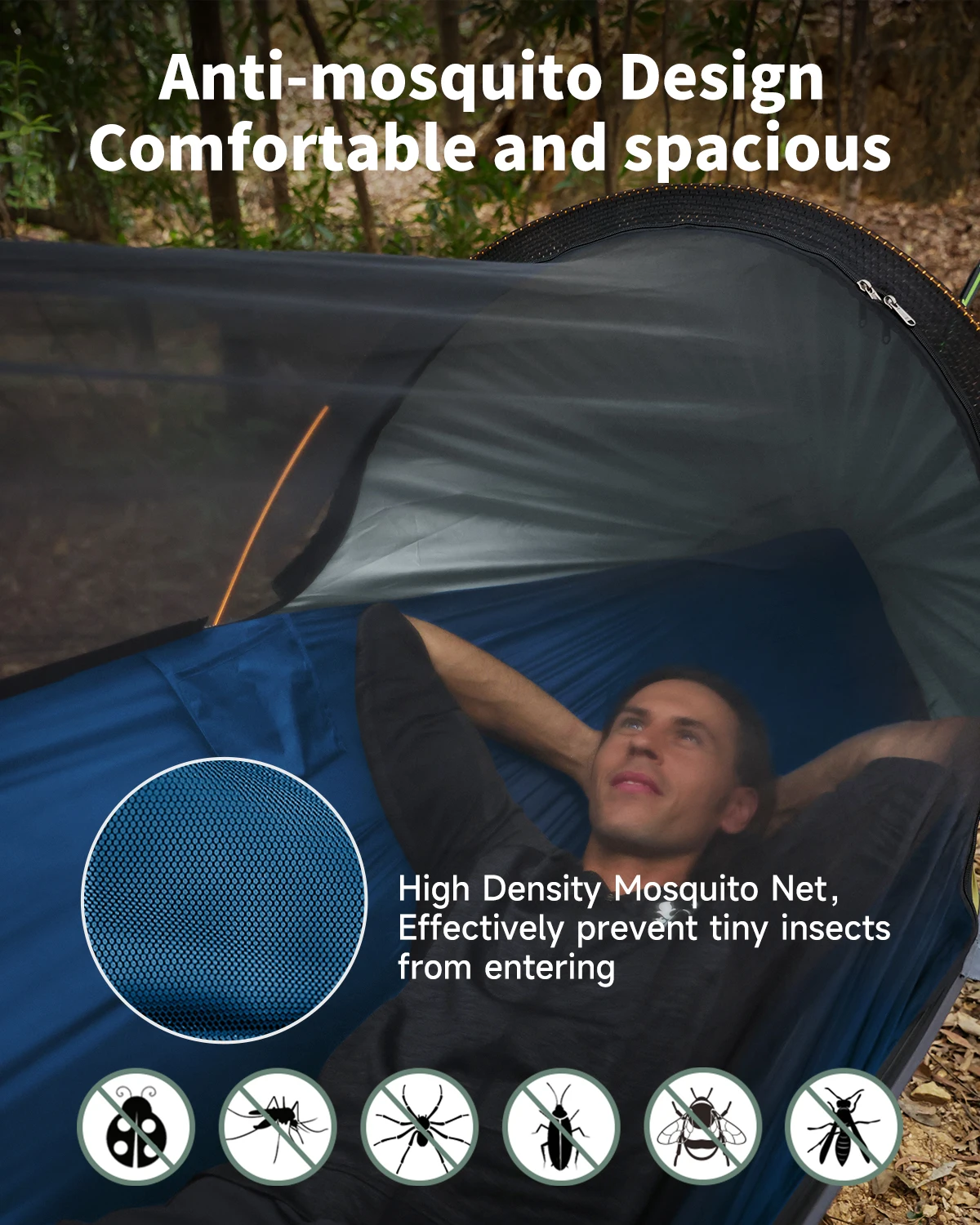 Camping Hammock with Net and Removable Sunshade Easy Setup & Pack Perfect for Hiking Backpacking Outdoor Travel - AliExpress - Image 3