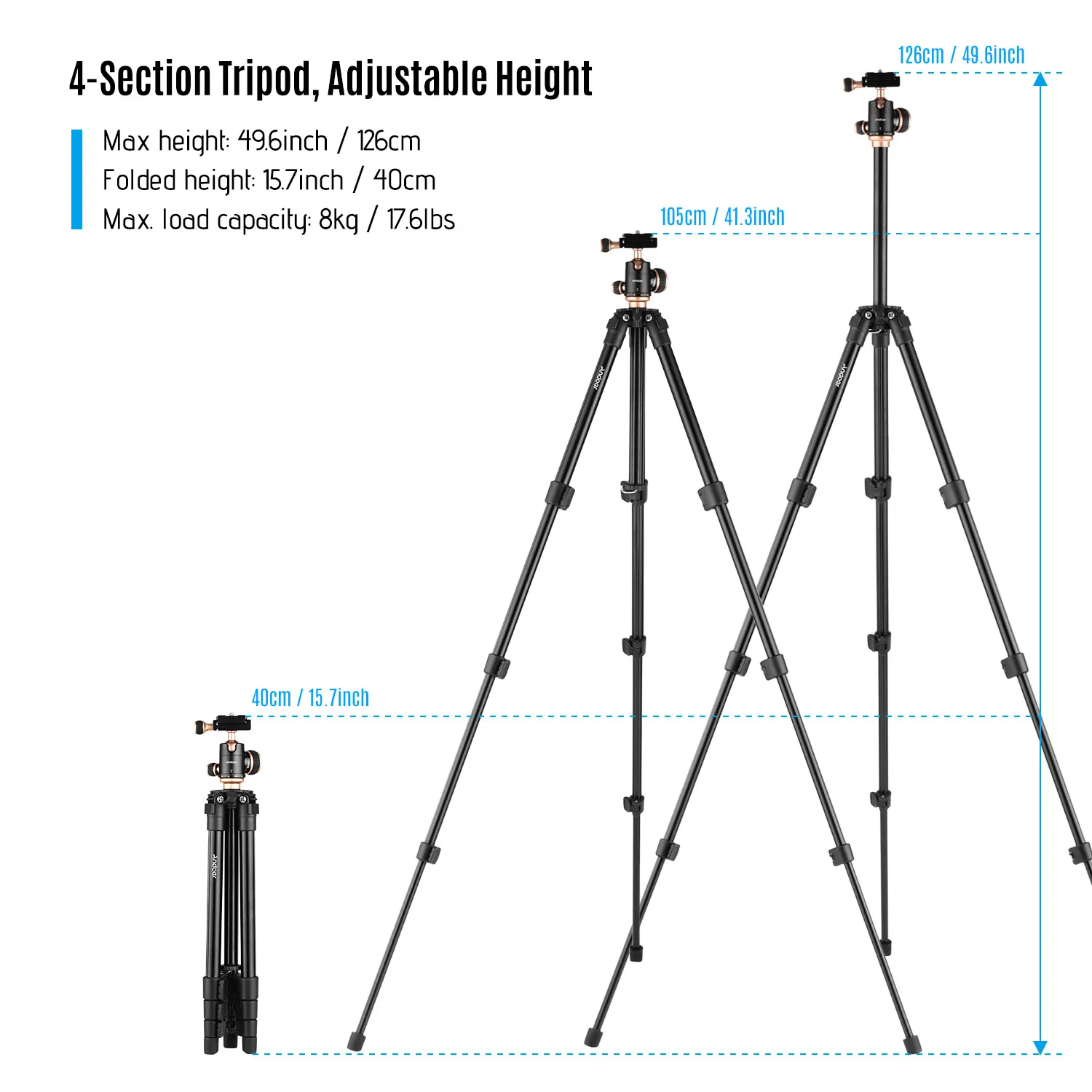 Andoer Q160SA Tripods Camera Tripod with Panoramic Ballhead Tripod for DSLR Digital Cameras Camcorder Canon Nikon Sony Camera - AliExpress - Image 4