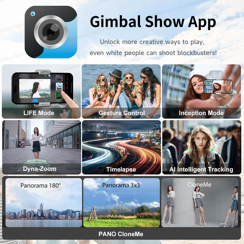 TOKQI M01 3-Axis Anti-Shake Handheld Gimbal Phone Stabilizer Foldable Holder Selfie Tripod with Fill Light for iPhone Smartphone - AliExpress - Image 6