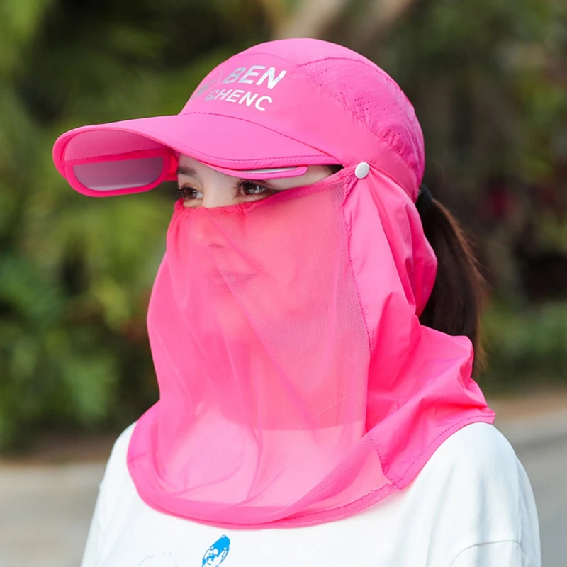 UV Protection Sun Hat with Detachable Neck Cover Breathable Scarf Women Summer Visors Hats Breathable Mesh Leisure Working Cap - AliExpress - Image 4