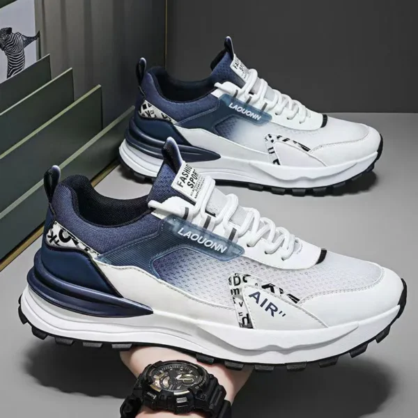 Spring and Autumn New Breathable Mesh Men's Shoes Comfortable Thick Bottom Running Sports and Leisure Shoes - AliExpress - Image 2