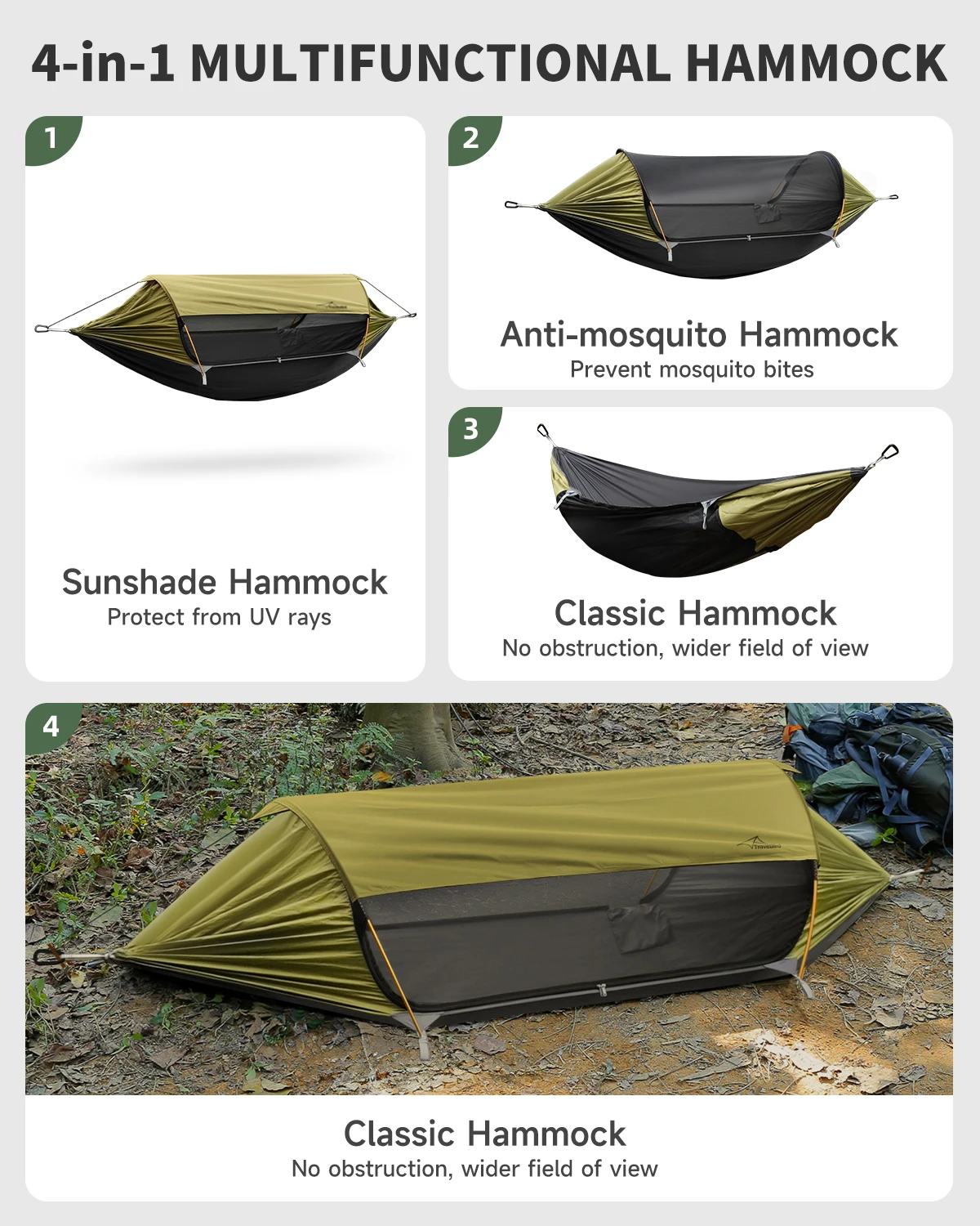 Camping Hammock with Net and Removable Sunshade Easy Setup & Pack Perfect for Hiking Backpacking Outdoor Travel - AliExpress - Image 5