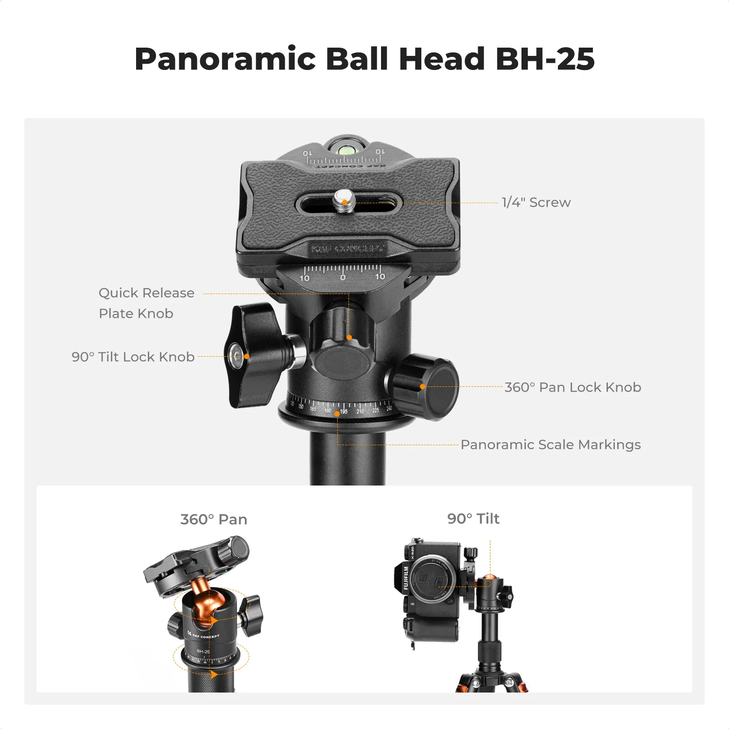K&F Concept 52cm Desktop Mini Tripod for Camera Compact Tripod 360° Low Profile Ball Head 1/4'' Screw for Camera Video Camcorder - AliExpress - Image 6