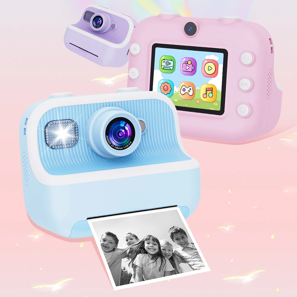 Kids Mini Instant Print Camera 2.4 Screen Digital Photo Camera Toy HD 1080P Video Thermal Print Camera with 3 Rolls Print Paper - AliExpress - Image 2