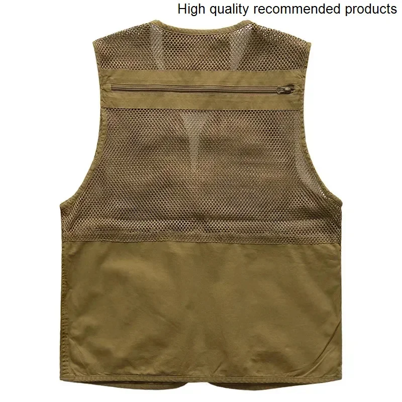 Mens Vests Sleeveless Jacket Brand Cotton Casual Multi Pocket Vest Plus Size S-6XL Travel Journalist Waistcoat Mesh Photography - AliExpress - Image 3