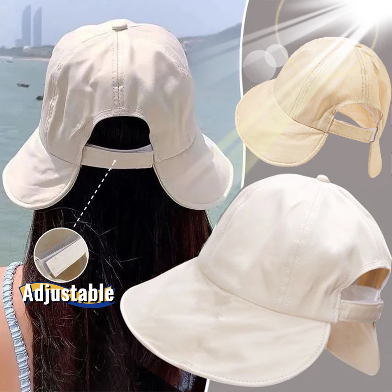 Foldable Summer Wide Brim Sunhat Women Sun Hats Adjustable Outdoor Beach Bucket Hat UV Protection Visors Fisherman Ponytail Caps - AliExpress - Image 3