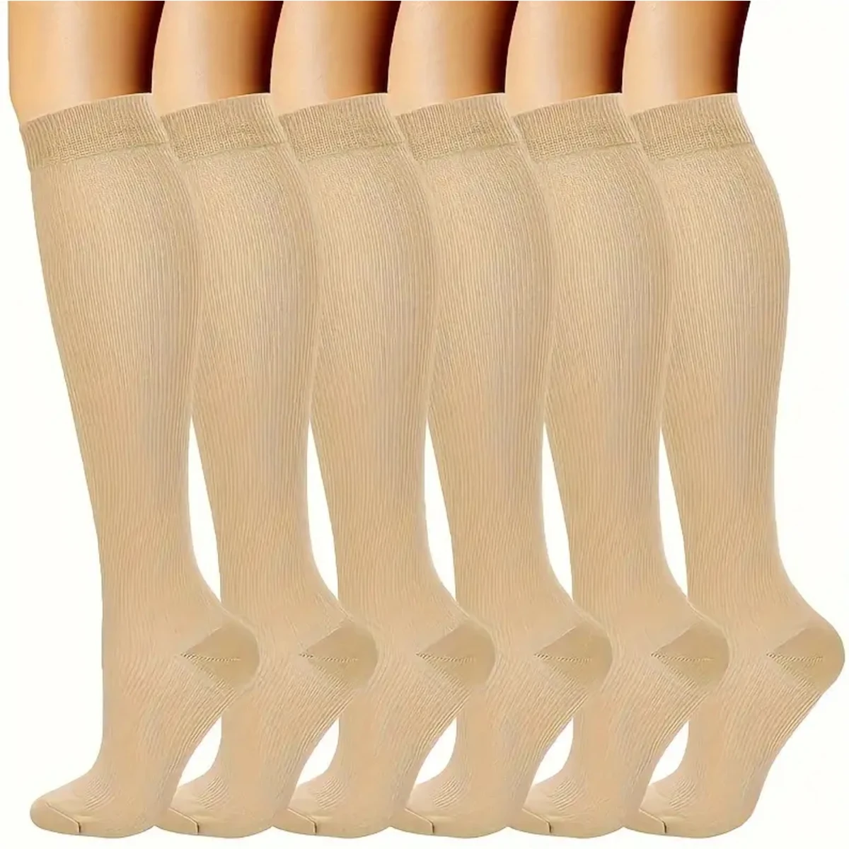 6 Pairs Solid Color Compression Socks Nurse Compression Socks Black Skin Color - AliExpress - Image 2