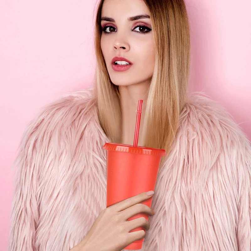 5PCS Flash Powder Tumbler With Straw Reusable Hard Plastic Cups For Party Girl BPA FREE Water Bottles Wholesale - AliExpress - Image 3